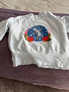 Light blue Sweatshirt with Floral and Moon Graphic